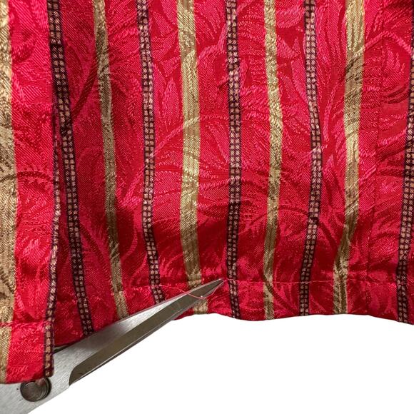 Victoria's Secret Vintage Red Gold Stripe Satin Short Sleeve Button Pajama Top - Picture 6 of 7